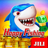 Happy Fishing cover art with cartoon sea creatures theme